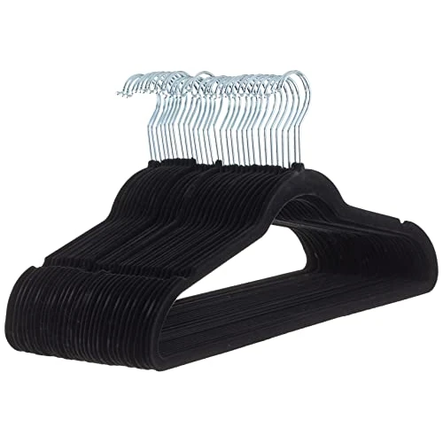 Amazon Basics Perchas de Terciopelo para Trajes - Paquete de 30, Negro