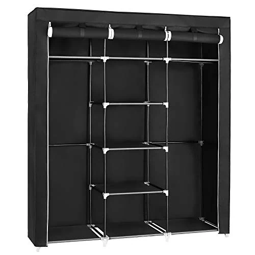 SONGMICS Opvouwbare opbergkast van textiel, zwart, 74 x 37 x 9 cm, RYG12B