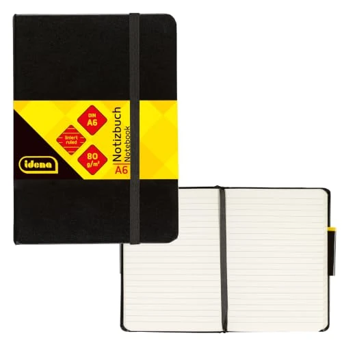 Offre limitée : Idena 209285 Carnet ligné avec marque-page et poche intérieure Label FSC Mix Noir A6 de 13.66 € à 13.66 € (0.00% de remise)