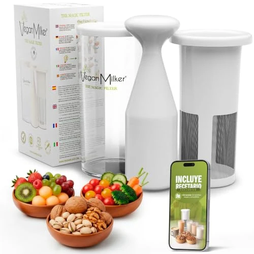 Offerta a tempo: Vegan Milker Filtro Multifunzionale | Macchina per Latte Vegetale, Latte Avena, di Soia e Riso | 1L in 1 Minuto 100% Naturale con Filtro | Compatibile con Frullatore a Mano | Bianco Classico - 0.00% da 39.99 € a 39.99 €