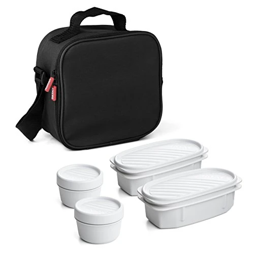 Offerta a tempo: TATAY Borsa Termica Porta Pranzo Impermeabile - Urban Food Casual 3L | 4 Contenitori: 2x0,5L + 2x0,2L | Triplo Strato Isolante | Corpo Semirigido | Tasca Interna | 22,5x10x22 cm, Nero - 23% da 25.29 € a 19.53 €