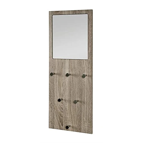 Offerta a tempo: HAKU Appendiabiti da Parete Cromo, Rovere Tartufo, MDF, Metallo, Specchio - Dim. L 30 cm x A 80 cm x P 6 cm, Stile Moderno - 74% da 66.23 € a 16.89 €