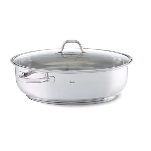 Zeitlich begrenztes Angebot: Fissler/Edelstahl-Bräter (8,8 L - Ø 38 cm) großer ovaler Schmortopf, mit Glas-Deckel, backofen-& spülmaschinengeeignet - Induktion von 189.00 € auf 96.58 € (49% Rabatt)