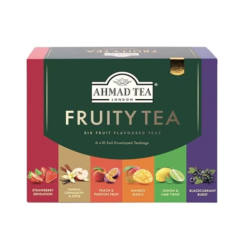 Offerta a tempo: Ahmad Tea Fruitytea - Tè Nero e Verde Aromatizzato Alla Frutta In 6 Gusti Diversi - 6 Confezioni da 10 Bustine, Tè Alla Frutta, 60 Unità - 15% da 9.49 € a 8.07 €