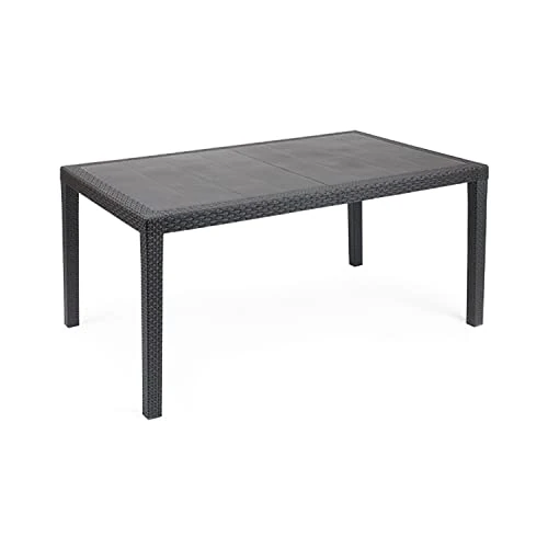 Offerta a tempo: Ipae-Progarden - Tavolo Fisso Intrecciato Stile Rattan, Plastica, Colore Antracite Pri16 150X72X90 Cm - 37% da 110.99 € a 69.90 €