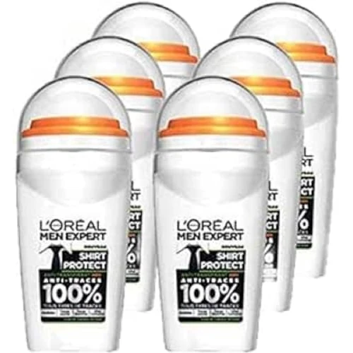 Offerta a tempo: L'Oréal Men Expert - Deodorante a sfera anti-impronte per uomo, efficacia 48 ore, camicia protect, 6 x 50 ml - 45% da 21.47 € a 11.81 €