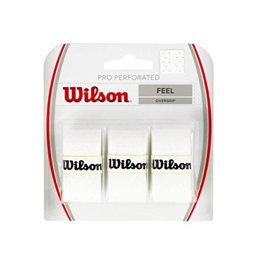 Offre limitee: WILSON Bande de Maintien Pro Overgrip Perforated, Unisexe, Blanc, 3 Pièces, WRZ4005WH de 9.50 EUR a 5.99 EUR (economie 37%)