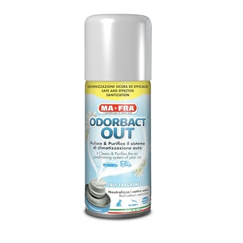 Tijdelijke aanbieding: Ma-Fra, Odorbact Out Talkgeur, zuiverende spray voor airco's, neutraliseert nare luchtjes en verspreidt een aangename talkgeur, 150 ml van 17.90 EUR naar 17.90 EUR (korting 0%)