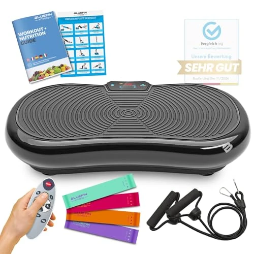 Plataforma Vibratoria Ultra Slim de Bluefin Fitness / Vibro Moldeador / 5 Programas + 180 Niveles / Fácil de Guardar
