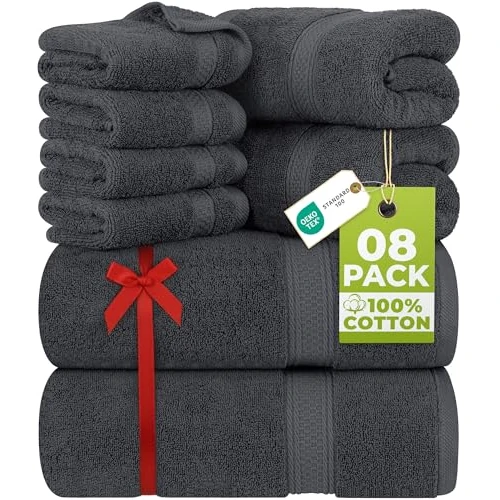 Tijdelijke aanbieding: Utopia Towels 8-Delige Handdoekset - 2 badhanddoeken, 2 handdoeken en 4 Washandjes Katoen Hotelkwaliteit Superzacht en Zeer Absorberend (Grijs) van 53.32 EUR naar 31.99 EUR (korting 40%)