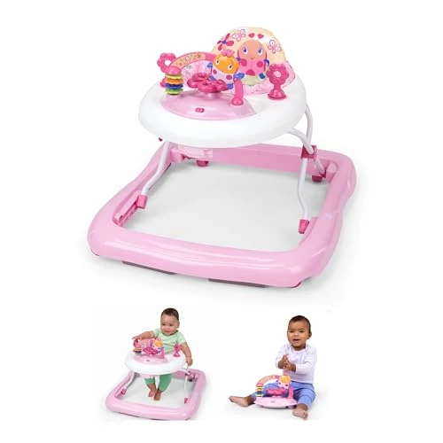 Zeitlich begrenztes Angebot: Bright Starts, June Berry Lauflernhilfe mit Spielstation & Spielzeug, Lauflernwagen mit Lichtern und Melodien, höhenverstellbare, hoher Rückenlehne, Sicherheitsstopper, Mädchen, rosa, ab 6 Monaten von 69.99 € auf 64.12 € (8% R