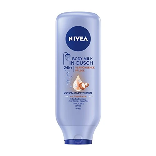 NIVEA In-Dusch Soft Milk (400 ml), Körpercreme mit Shea Butter und wasseraktivierter 5in1 Pflege Formel, feuchtigkeitsspendende Body Lotion für die Dusche