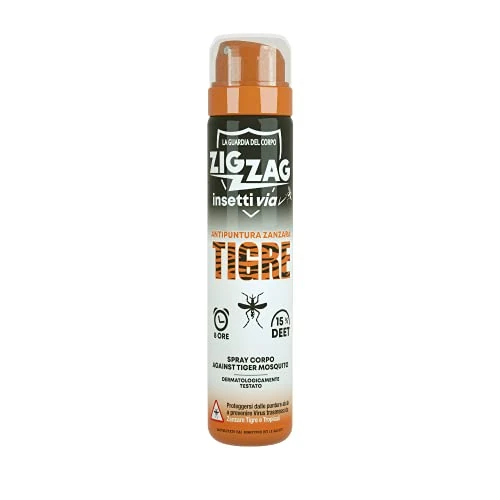 Offerta a tempo: ZIG ZAG Repellente, Insetti, Spray Corpo Insettivia, Repellente specifico per Zanzare, Tigre, pappataci, tafani, vespe, 75 ml - 39% da 6.59 € a 3.99 €