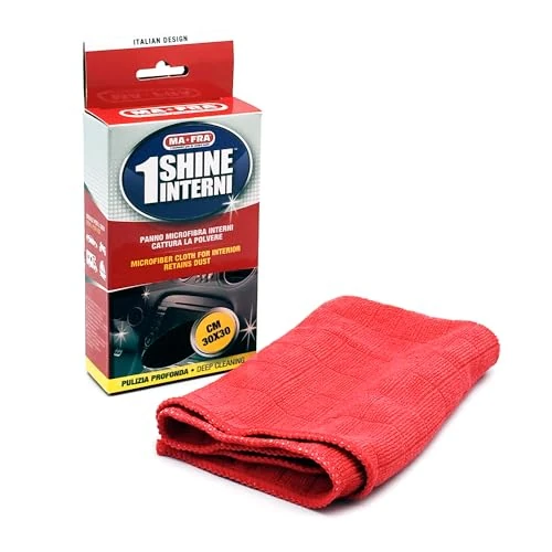 Ma-Fra, 1Shine Interni, Panno in Microfibra per Pulizia degli Interni Auto, Cattura la Polvere, Ideale per Pulizia Plastiche e Cruscotti, Colore Rosso, Formato 30x30cm