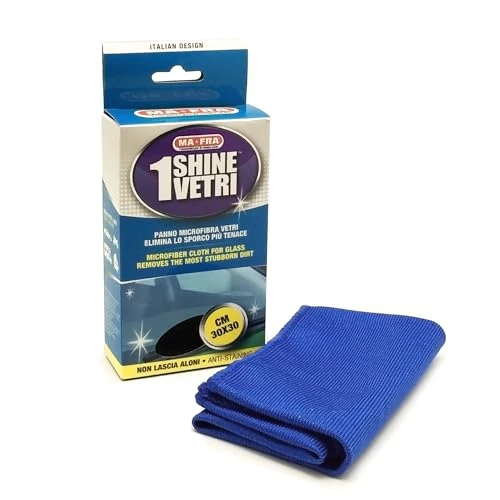 Ma-Fra 1Shine Vetri, Panno in Microfibra per la Pulizia dei Vetri Auto, Elimina lo Sporco e Non Lascia Aloni, Non Graffia o Rovina i Vetri, Formato 30x30cm, A0216