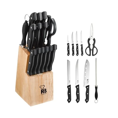 Offre limitee: RENBERG Tenessy | Couteaux de cuisine | set complet de 15 pièces avec support en bois | parfait pour couper tous types d'ingrédients | cuisine professionnelle | en acier inoxydable de 30.15 EUR a 30.15 EUR (economie 0%)