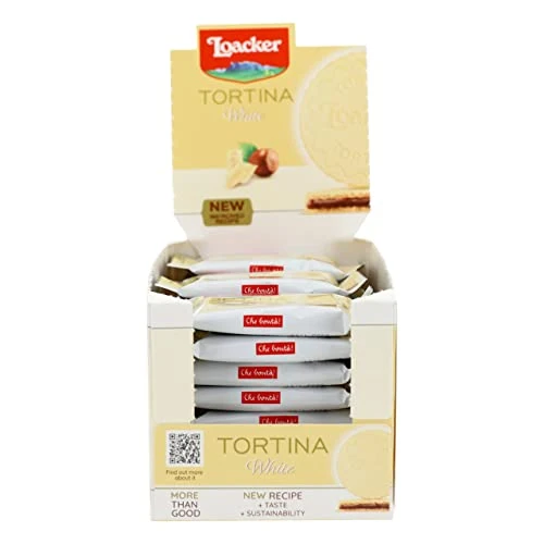 Loacker - Gran Pasticceria Tortina White - Gran Pasticceria White Chocolate Covered Waffles with 100% Italian Hazelnut Cream Filling - 24-Piece Food and Snacks. at 21 g
