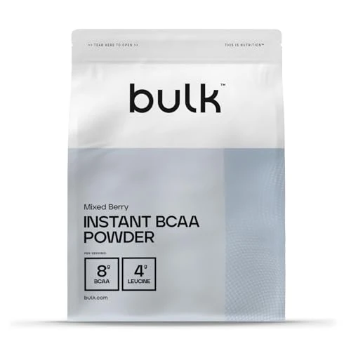 Oferta ograniczona: Bulk BCAA Instant, 8 g aminokwasów rozgałęzionych w porcji, Zmiksowane jagody, 500g, 50 porcji z 24.99 EUR na 18.89 EUR (znizka 24%)
