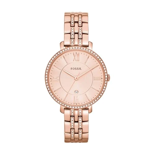 Offerta a tempo: Fossil Orologio Jacqueline per donna, Movimento al quarzo a tre lancette con cinturino in acciaio inossidabile, Tonalità Oro Rosa E Glitter - 36% da 169.00 € a 107.87 €