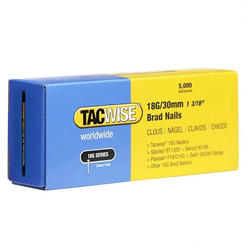 Offerta a tempo: Tacwise 0397 Chiodi Brad Galvanizzati Tipo 18G / 30 mm, Confezione da 5000 - 43% da 15.10 € a 8.63 €