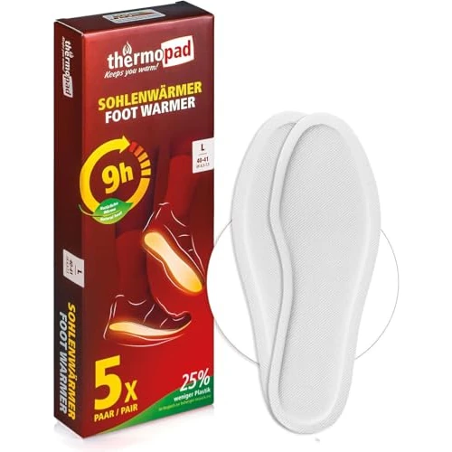 THERMOPAD foot warmers – THE ORIGINAL: 5 pairs of heat pads (available in 5 sizes) – Heated Insoles for 9 hours of warmth I Extra warm heating pads for shoes & ski boots