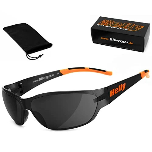 HELLY - No.1 Bikereyes® okulary motocyklowe, okulary przeciwsłoneczne do jazdy na motocyklu, okulary motocyklowe, nie parują, wiatroszczelne, odporne na pękanie, doskonały komfort noszenia, okulary: Airshade (smoke), Smoke, jeden rozmiar
