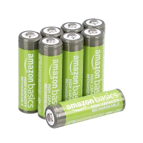 Offre limitée : Amazon Basics Lot de 8 piles rechargeables AA NiMH haute capacité, 2400 mAh, 1,2 V, rechargeables 400 fois, préchargées de 12.63 € à 11.87 € (6% de remise)