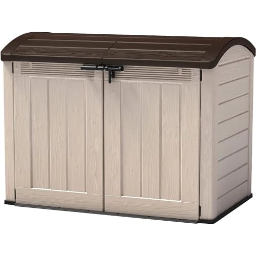 Begrenztes Angebot: Keter Mülltonnenbox Store it Out Ultra, Holzoptik, Kunststoff, für 2X 360 Liter Mülltonnen, beige/braun von 598.46 EUR auf 389.00 EUR (Rabatt 35%)