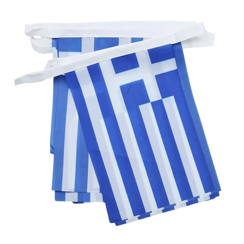 AZ FLAG Ghirlanda 4 Metri 20 Bandiere Grecia 15X10Cm - Bandiera Greca 10 X 15 Cm - Festone Bandierine