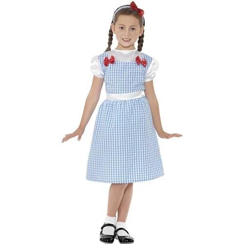 Smiffys Country Girl Costume, Blue with Dress & Headband, Girls Fancy Dress, Child Dress Up Costumes