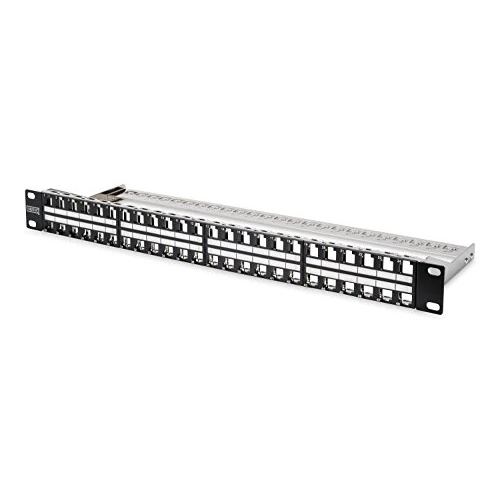 DIGITUS Panneau de Brassage - Modulaire - pour modules Keystone - 19 Pouces - 48 Ports - Blindé - Montage en Rack 1U - Noir