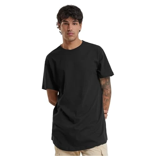 Limited-time offer: Urban Classics Men's Shaped Long Tee Camiseta, Black, L from 10.80 £ to 8.64 £ (save 20%)