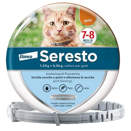 Seresto collare antiparassitario per gatti. Elimina pulci e zecche, fino a 8 mesi di protezione, Il pacchetto può variare