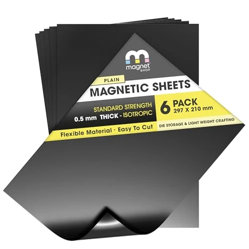 Offerta a tempo: The Magnet Shop TMS Fogli magnetici A4 - Magneti per artigianato, fogli flessibili da 0,5 mm per conservare fustelle, opere d'arte, artigianato o per creare calamite da frigorifero - Confezione da 6 - 0.00% da 15.12 € a 15.12 €