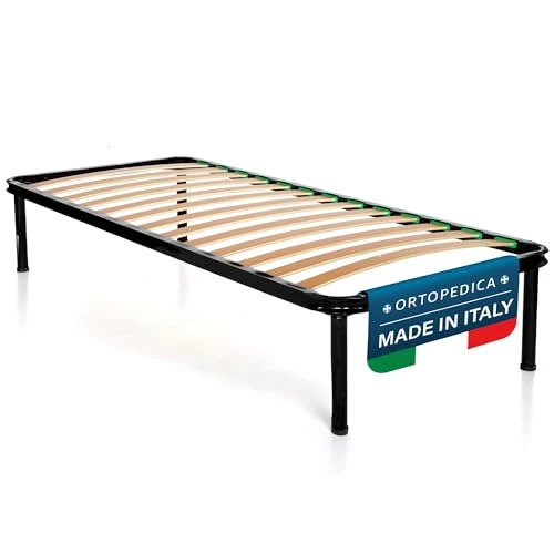 Offerta a tempo: DOLCI SOGNI Rete Letto Singolo 80x190 cm, Letto Ferro Battuto con Rete a Doghe, Altezza 35 cm, Rete Ortopedica e 4 Piedi Letto Smontabili Fissaggio a Doppio Bullone, 100% Made in Italy - 9% da 64.50 € a 58.70 €
