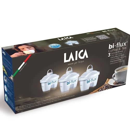 Pack de 3 filtros Laica C3M con una formulación especial para filtrar agua para hacer café o té. Compatible con las jarras Laica y Brita entre otras. Duración de cada filtro 1 mes o 150 litros.