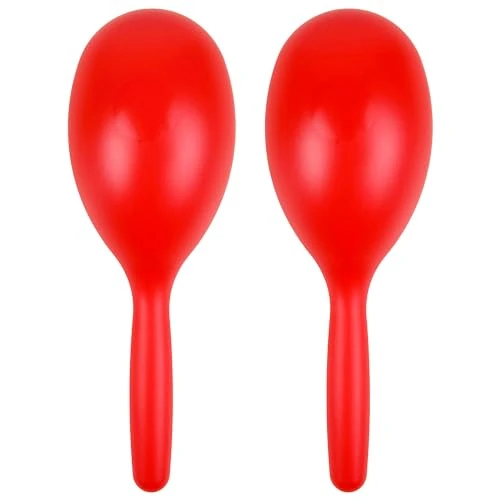 A-Star Par de maracas de plástico rojo - Sonajero agitador de 20 cm, instrumento de ritmo de percusión
