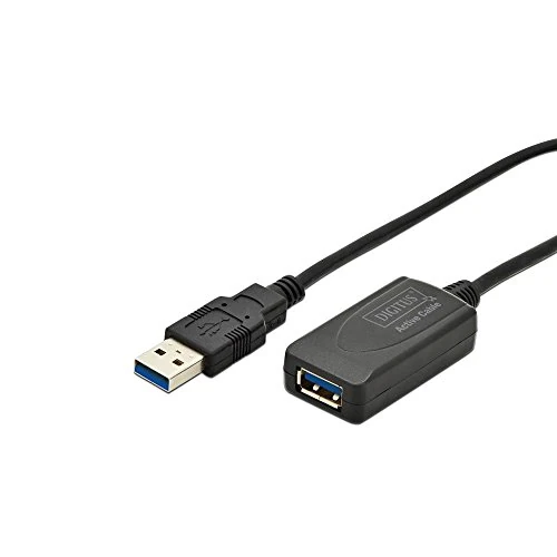 DIGITUS Cavo di prolunga attivo USB 3.2 Gen 1 - 5 m - Da USB-A maschio a femmina - Plug & Play - Fino a 5 Gbit/s - Nero