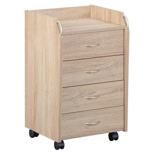 Limited offer: Links 19300100 Novi Sonoma Rolling Cabinet Oak with Metal Drawers from 101.99 EUR to 81.99 EUR (save 20%)