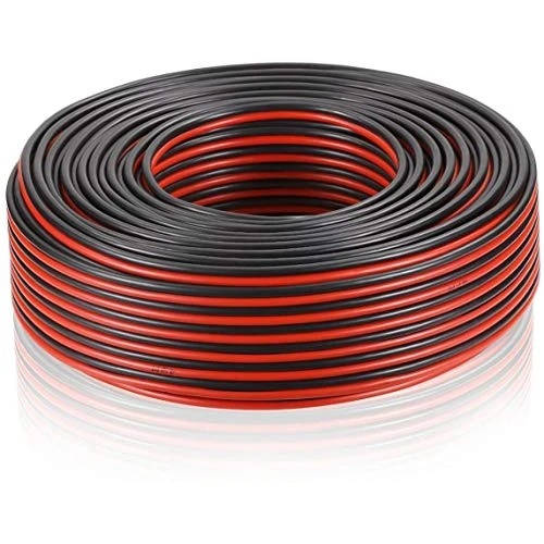 Electraline 10839 Cable de alta fidelidad 03VH-H para altavoces, Sección 2x0.75mm, 50m, Negro/Rojo