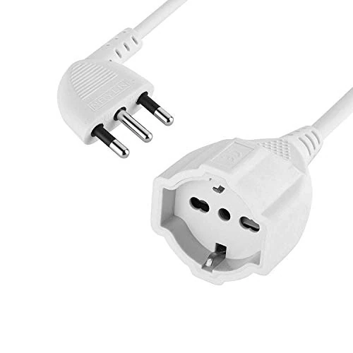 Electraline 46108 verlengkabel SP/ITA/PR, geaarde stekker, universeel stopcontact, netstekker 16 A, kabel: 3 x 15 mm, 5 m, wit
