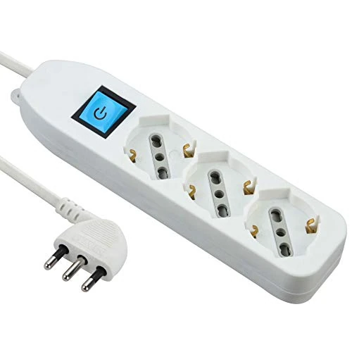 Electraline 62068 2-Way Multisocket with Cable 1.5 m 3 Italian Universal Face Frame – Audio Visual Speaker Outlet – White