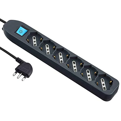 Offerta a tempo: Electraline 62074 Multipresa 6 posti Polivalenti P40(Schuko + 10/16A) con Interruttore Cavo 1,5 m Nero - 15% da 10.79 € a 9.17 €