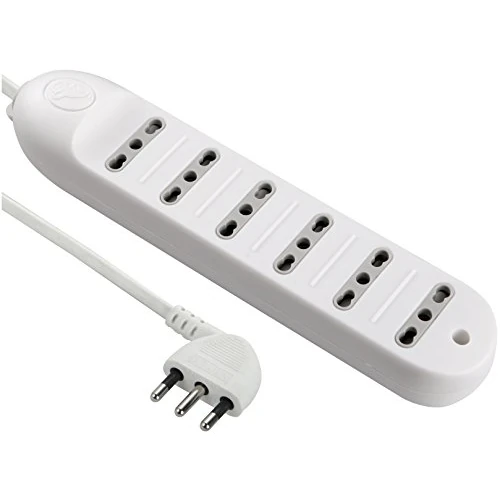 Electraline 62005 Surge Protector with 6 Outlets, Cable 1.5 mt Bivalentes, White, Colour: White