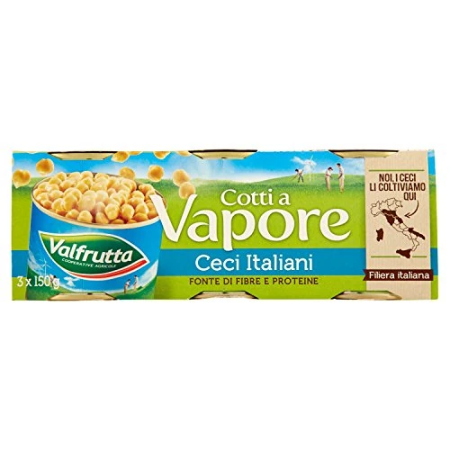 Valfrutta Ceci Italiani Steam Cotti, 3 x 150 g