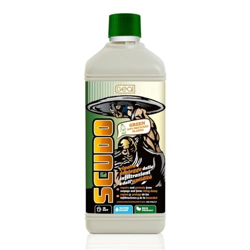 Offerta a tempo: GEAL SCUDO. Idrorepellente Anti Infiltrazioni Base Acqua. Elimina Infiltrazioni per Terrazze, Pavimenti e Rivestimenti. 1 Litro rivestimenti. 1 Litro - 43% da 60.85 € a 34.50 €