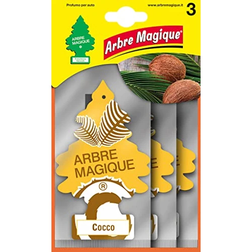 Offerta a tempo: Arbre Magique, Profumatore Auto, Fragranza Cocco, Profumazione Esotica e Fruttata, Durata fino a 7 Settimane, Made in Italy, Formato Multipack da 3 Pezzi - 0.00% da 4.20 € a 4.20 €