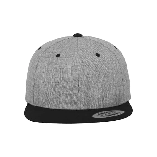 Flexfit Unisex Classic Snapback 2-kleurige cap, dames en heren, verkrijgbaar in 17 kleuren, eenheidsmaat, heather grey-black, One size
