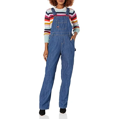Dickies Mujer, Mono de corte holgado con tirantes, MEDIO STONEWASH, M