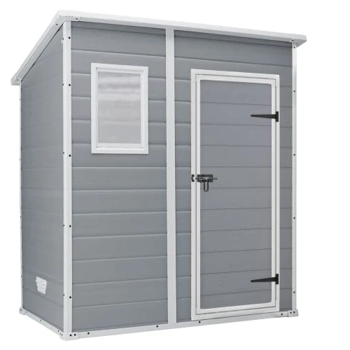 Begrenztes Angebot: Keter Manor Pent 6x4 Gartenhaus wetterfest, Kunststoff, Outdoor, Außenmaße: BxTxH:183.5 x 111 x 200.5 cm, Innenmaße: 168.5 x 97 x 154 cm, grau von 551.09 EUR auf 407.81 EUR (Rabatt 26%)